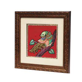 Handcrafted Traditional Parrot Painting – 6 × 6 Inches