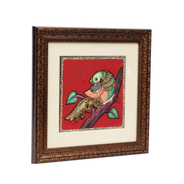Handcrafted Traditional Parrot Painting – 6 × 6 Inches