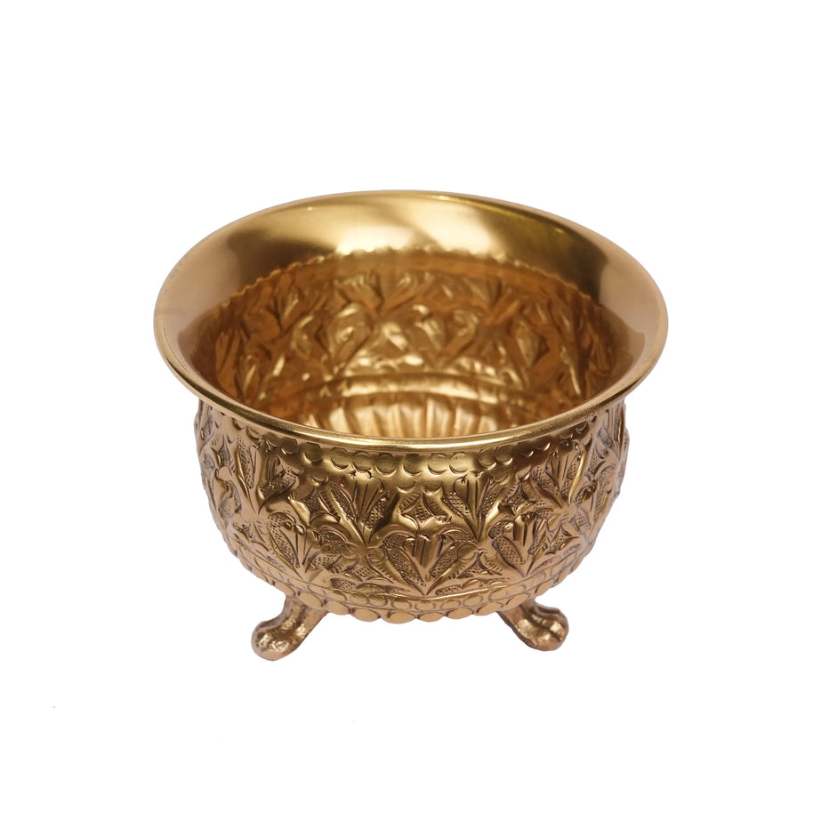 Handcrafted Brass Handi with 3 Legs – 4