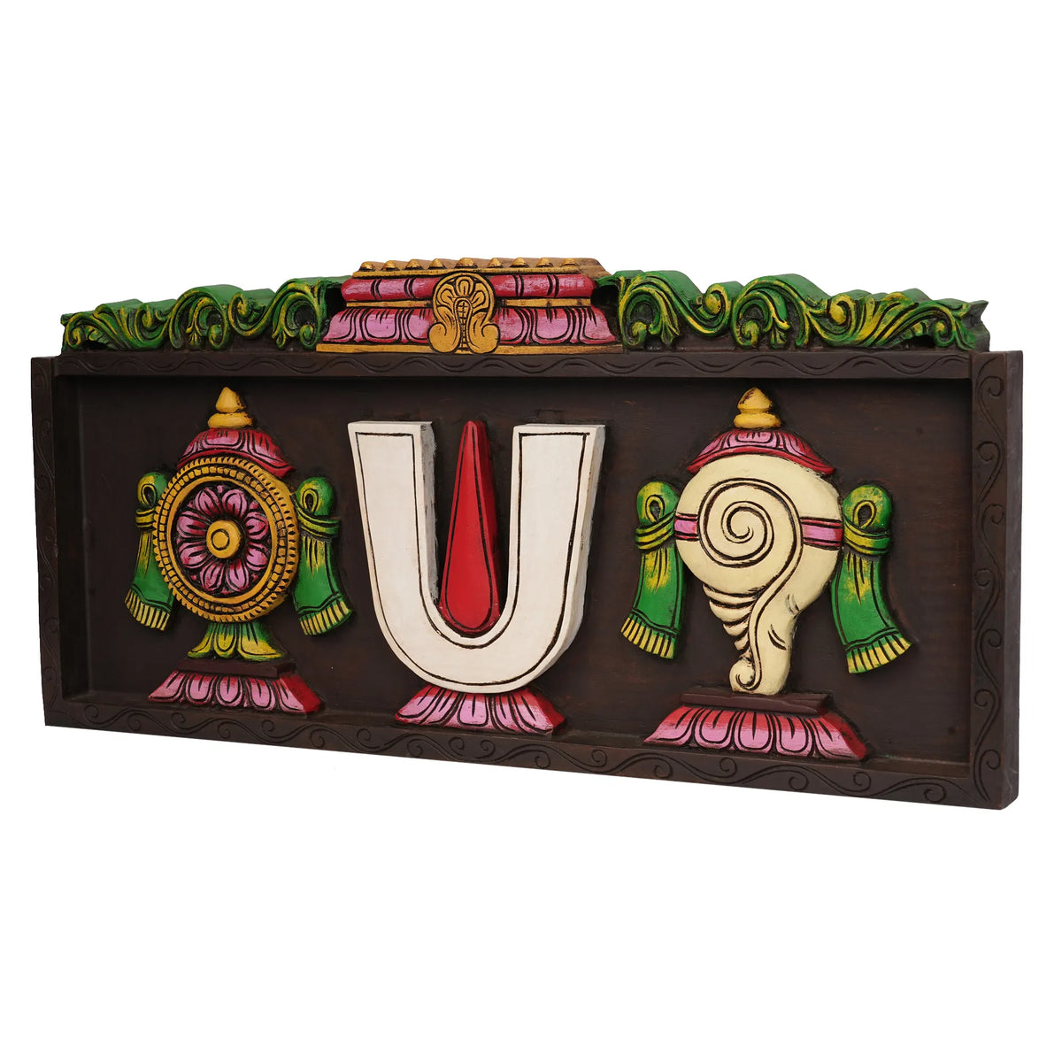 Handcrafted Wooden Shankh Chakra Wall Décor – 24