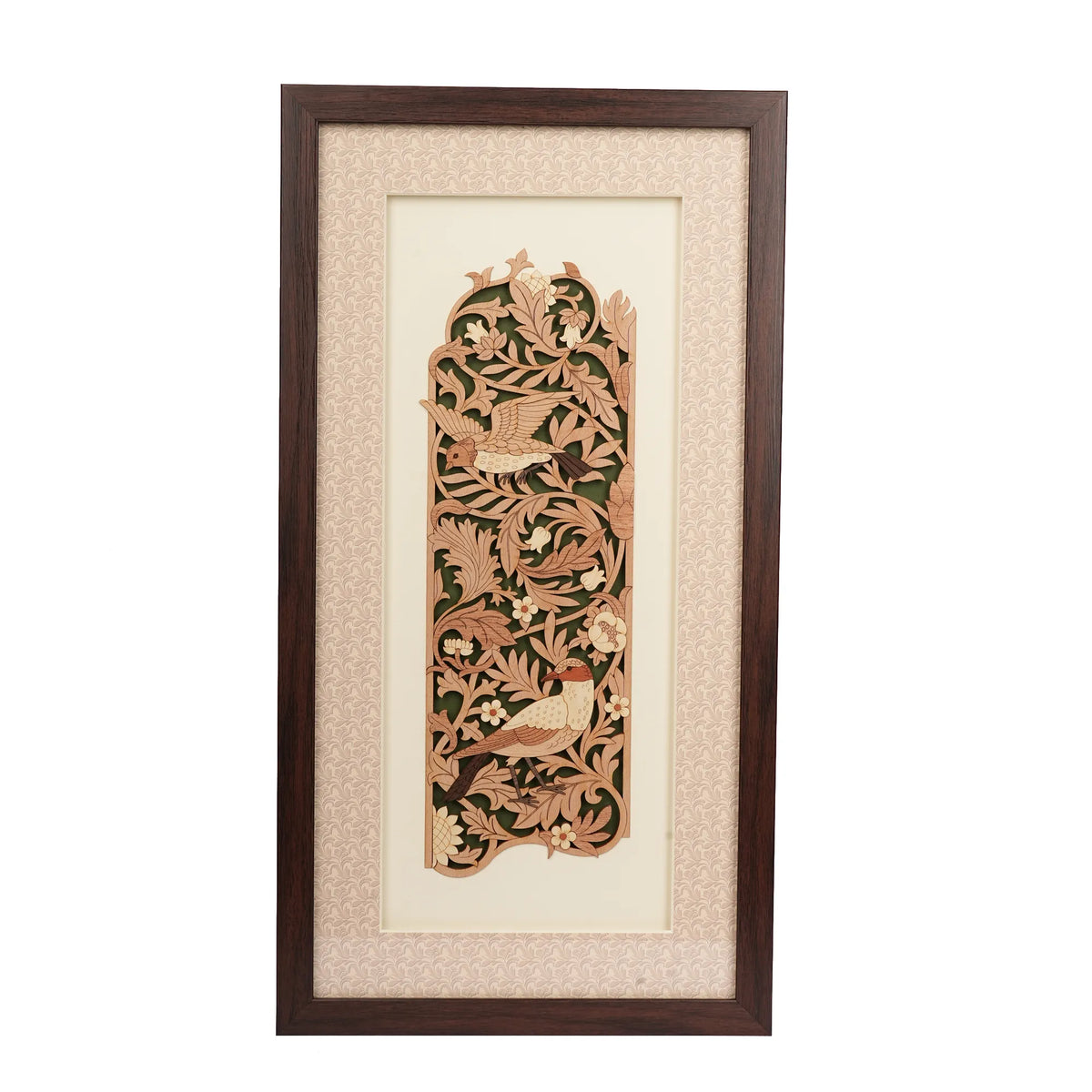 Handcrafted Wooden Mirror with Bird Design – 20