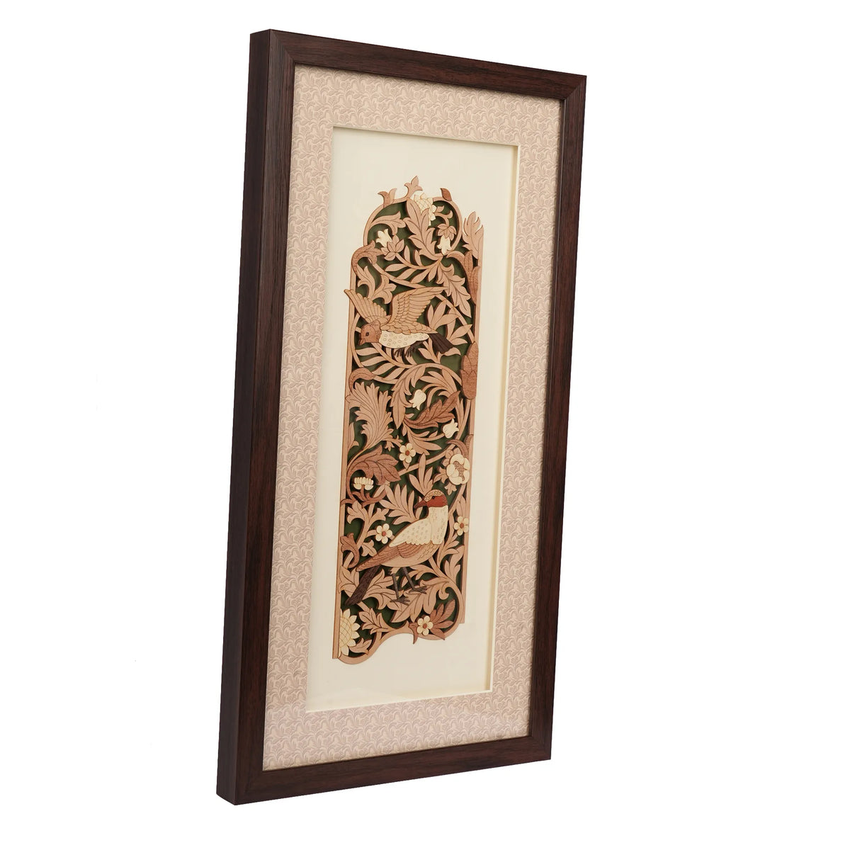 Handcrafted Wooden Mirror with Bird Design – 20