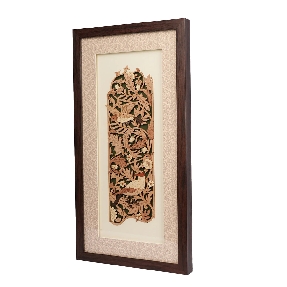 Handcrafted Wooden Mirror with Bird Design – 20