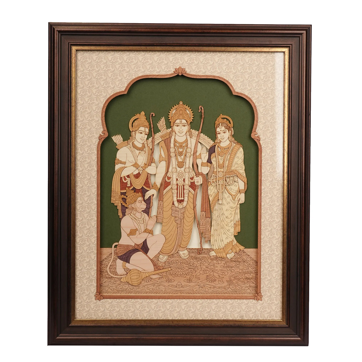 Wooden Ram Darbar Wall Décor – 16 × 13 Inch