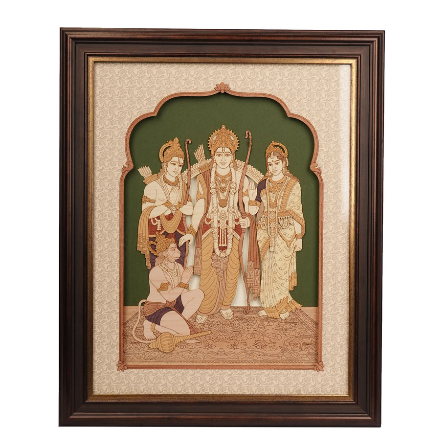 Wooden Ram Darbar Wall Décor – 16 × 13 Inch