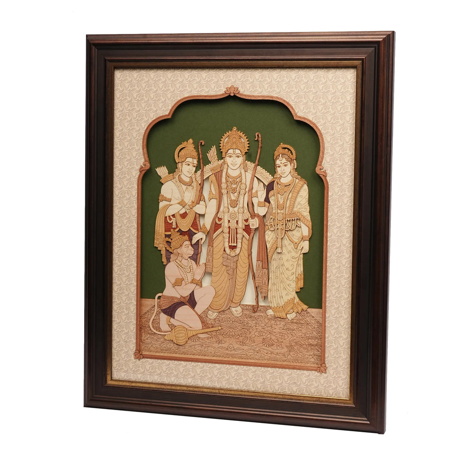 Wooden Ram Darbar Wall Décor – 16 × 13 Inch