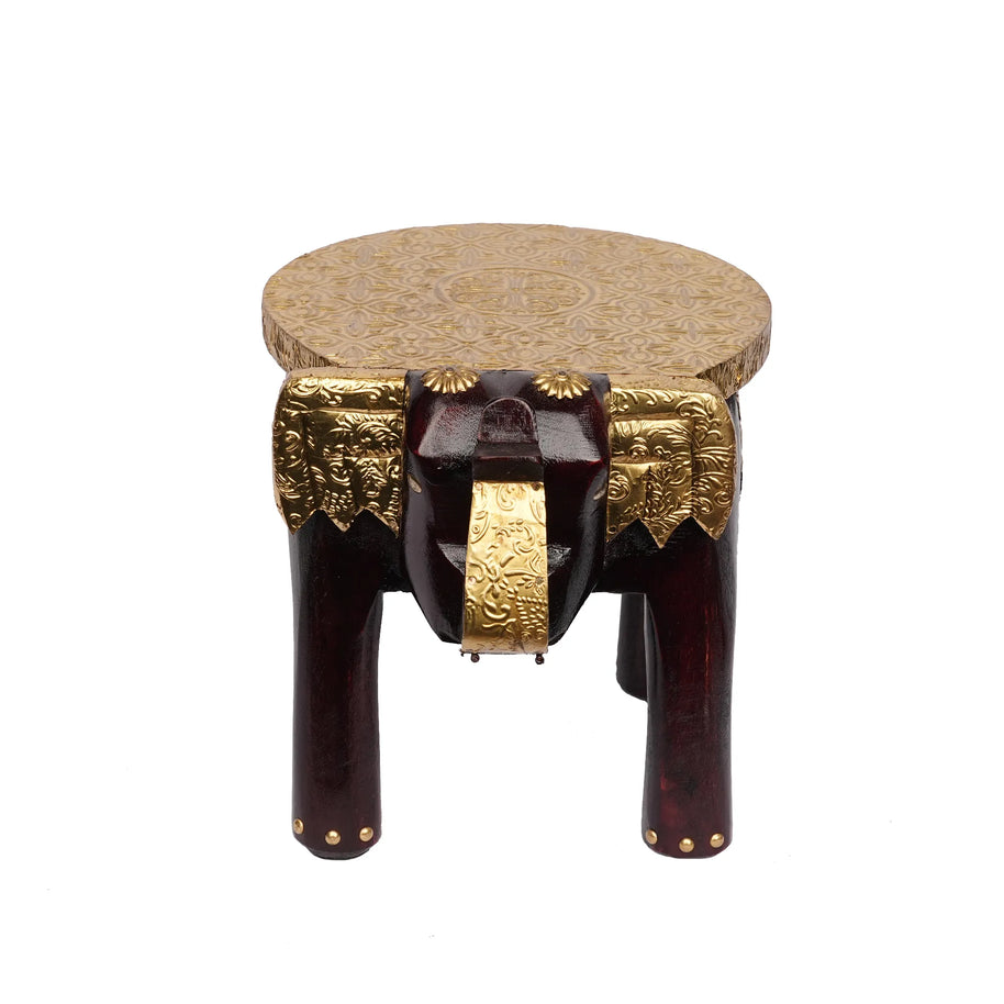 Handcrafted Wooden Elephant with Brass Work – 8