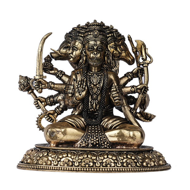 Lightweight Brass Panchamukhi Hanuman  – 4.5" Height