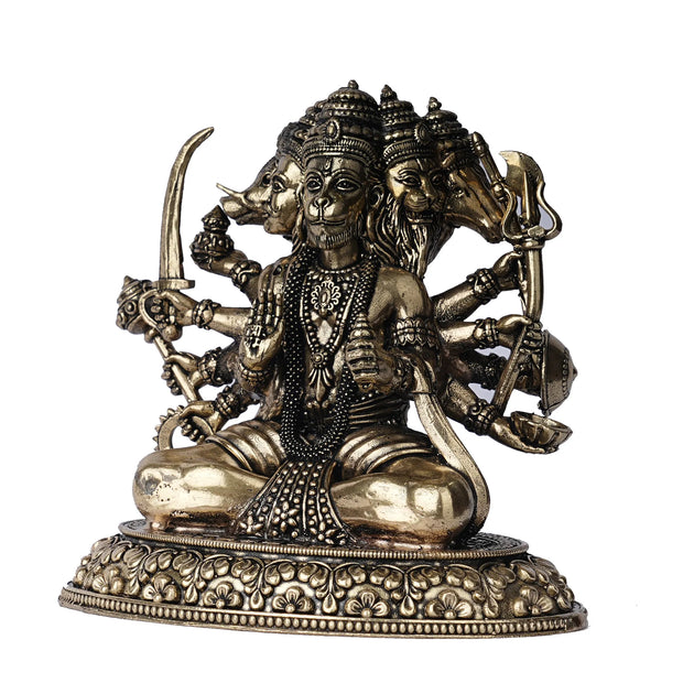 Lightweight Brass Panchamukhi Hanuman  – 4.5" Height