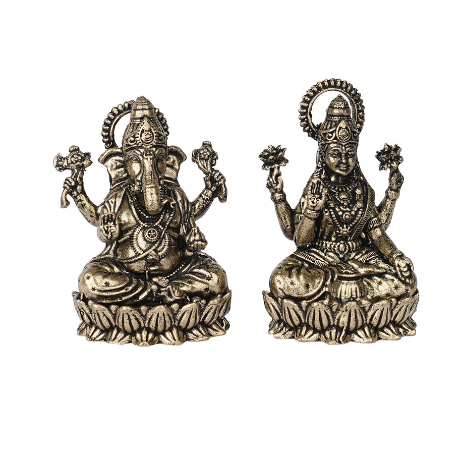 Brass Ganesha and Lakshmi  – 2" Height