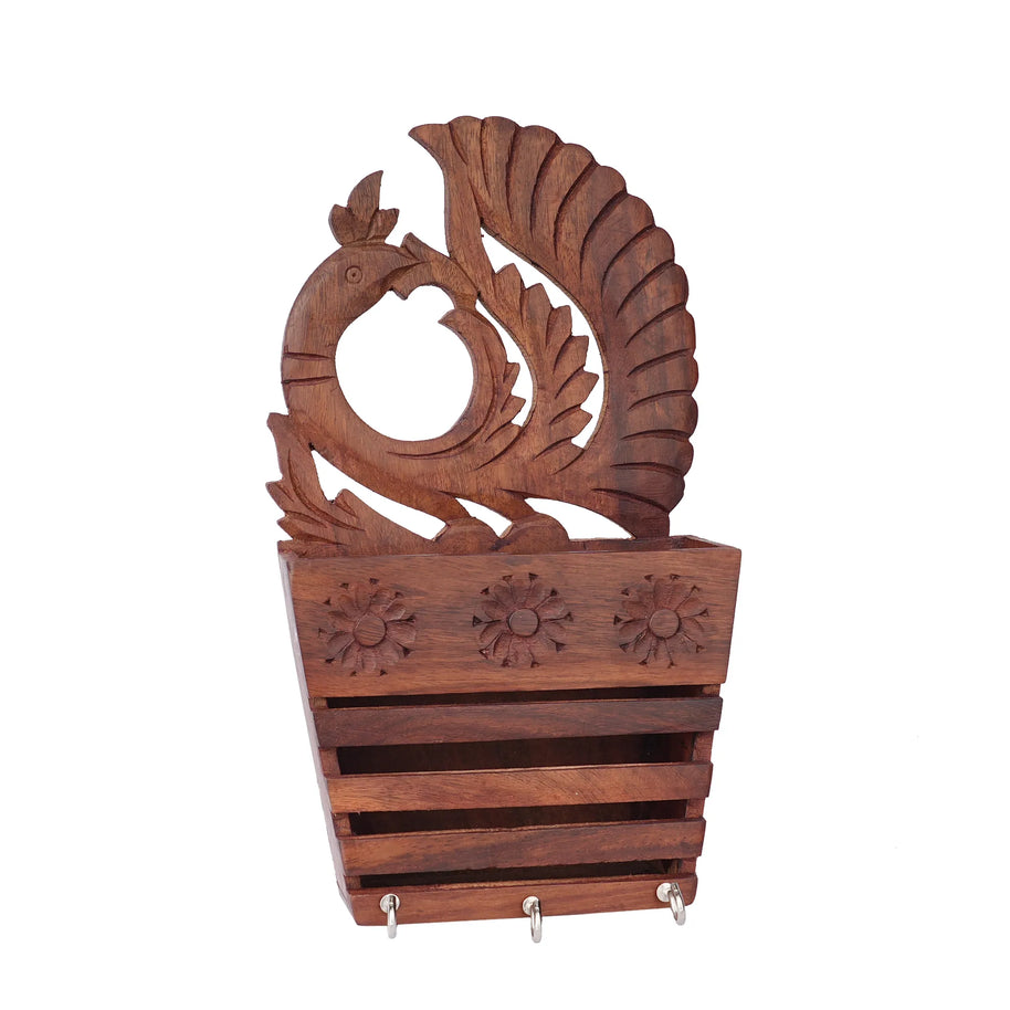 Wooden Letter Rack Cum Key Holder – 10" Height