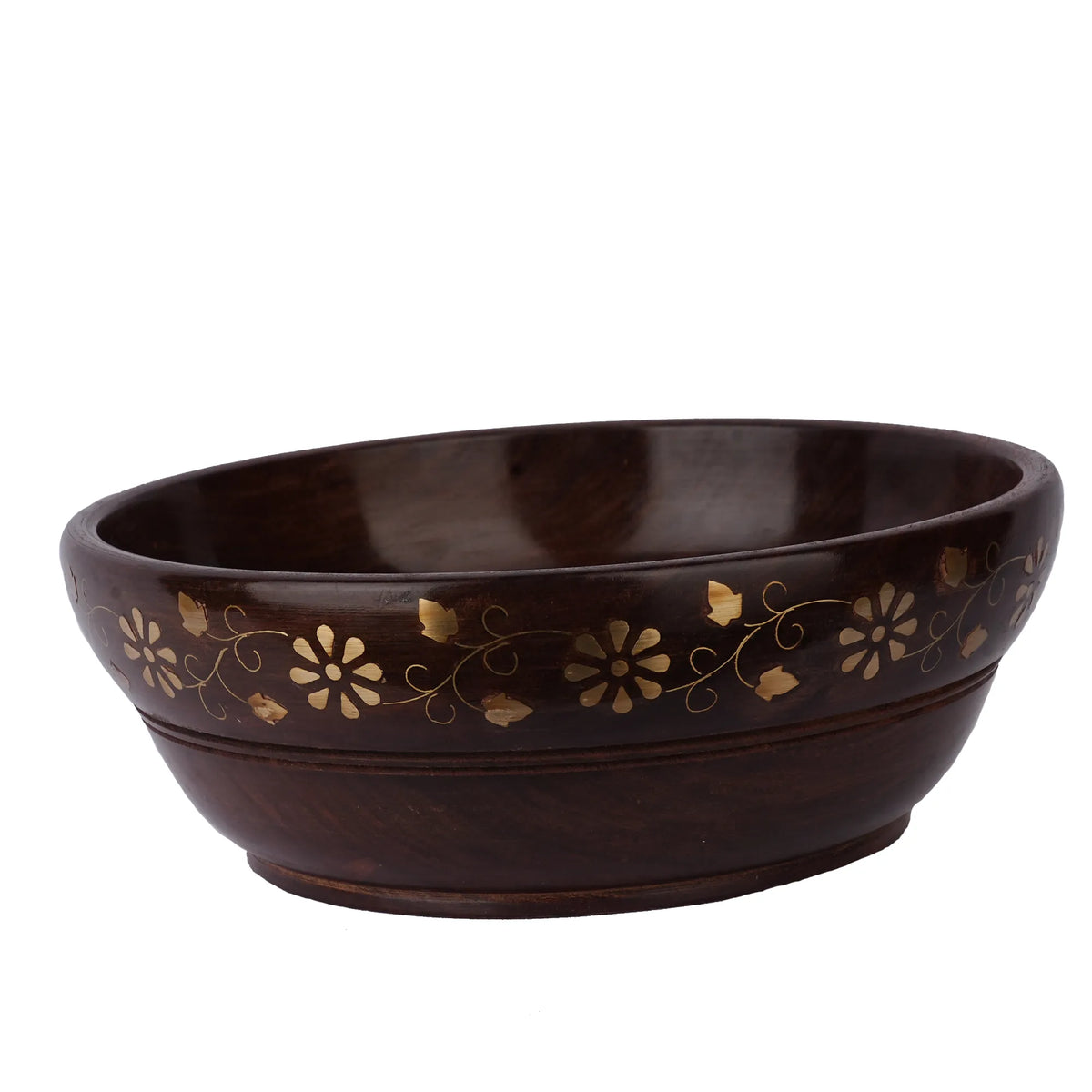 Wooden Bowl with Brass Work – 8