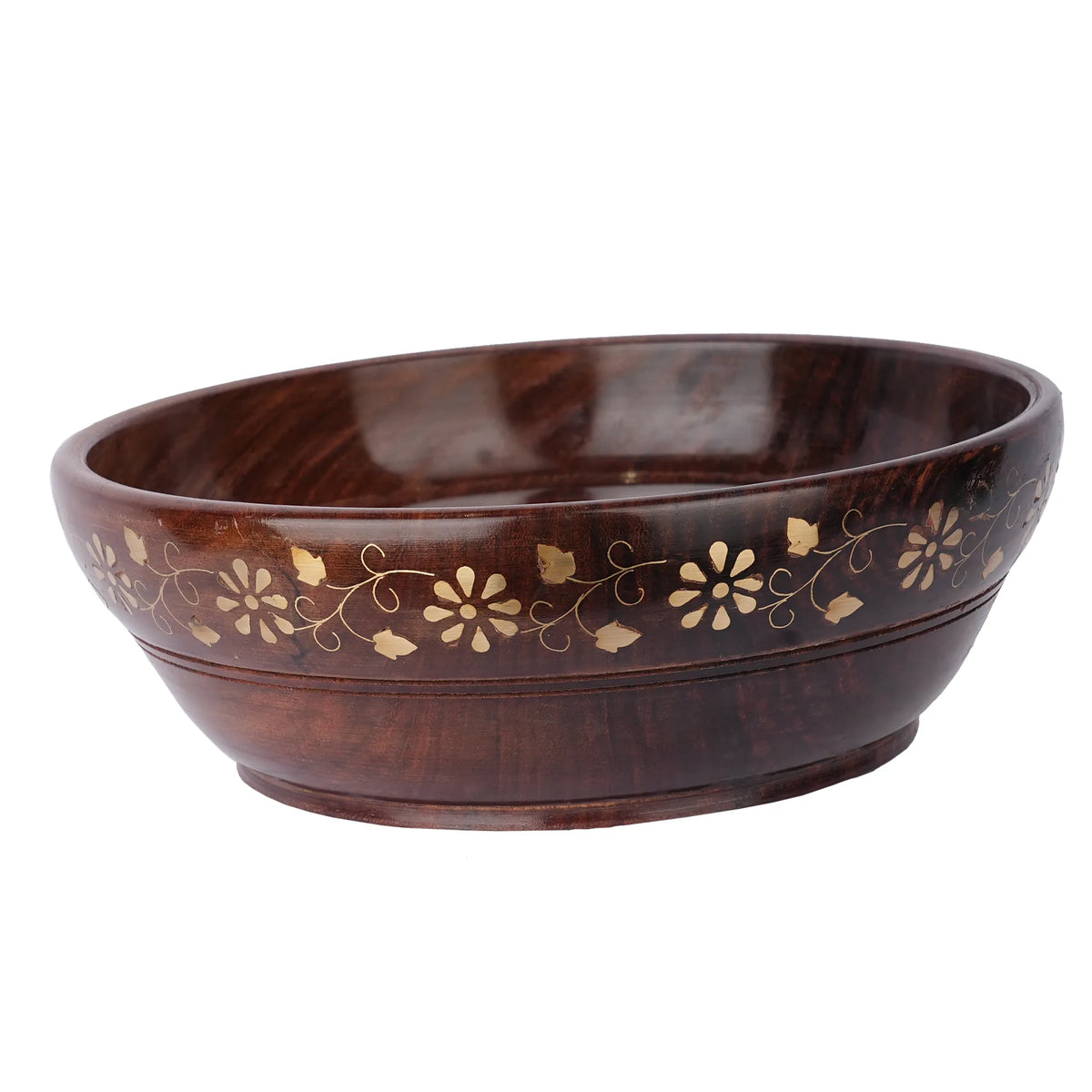 Wooden Bowl with Brass Work – 9