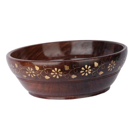 Wooden Bowl with Brass Work – 9