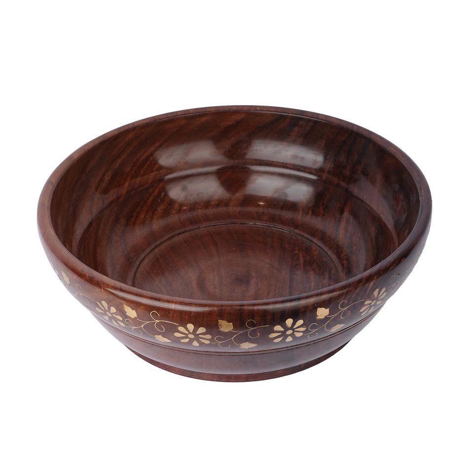 Wooden Bowl with Brass Work – 9