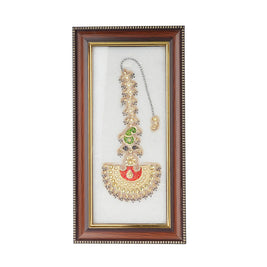 Traditional Temple Jewellery Marble Painting with Wooden Frame