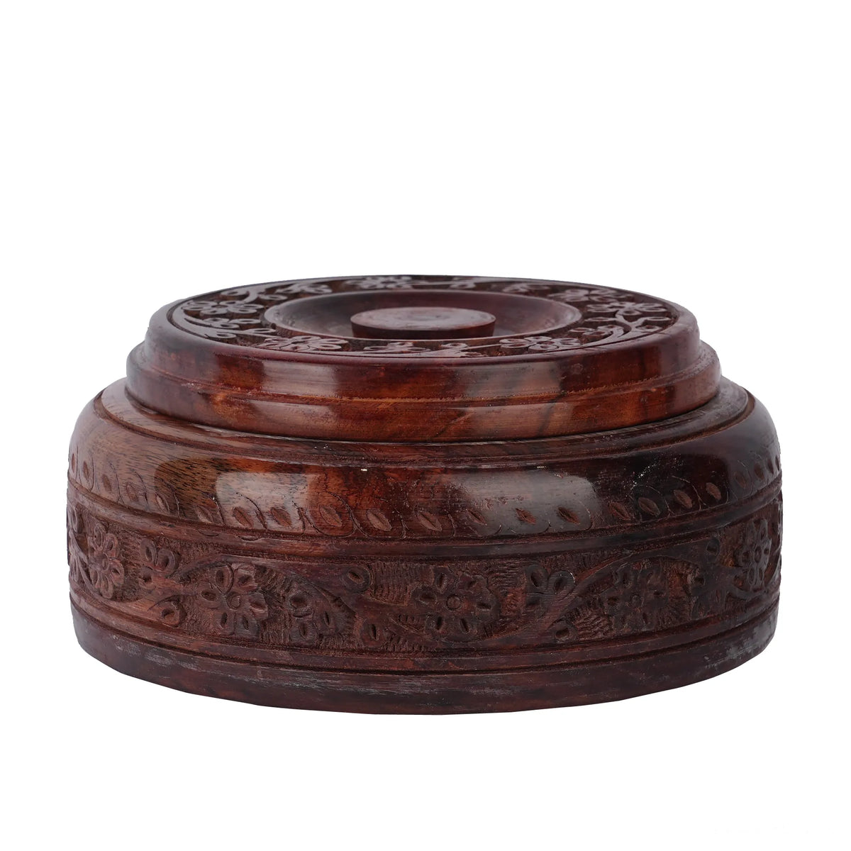 Wooden Carved Decorative Bowl – 7 × 7 Inches