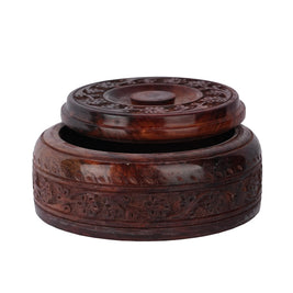 Wooden Carved Decorative Bowl – 7 × 7 Inches