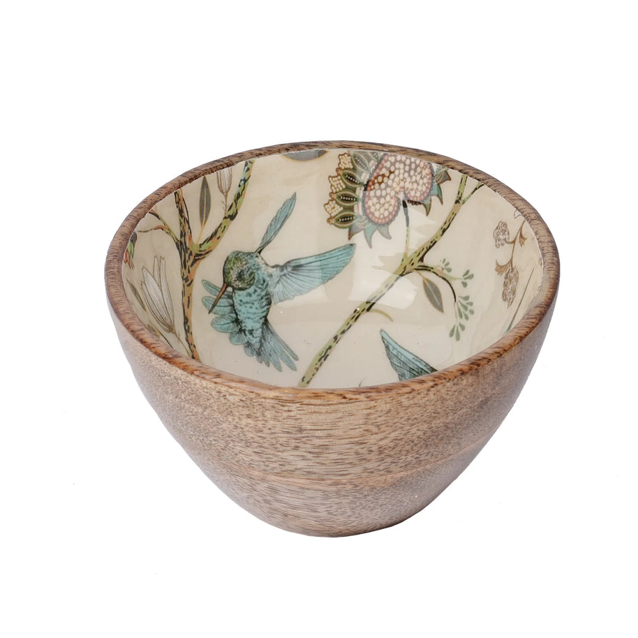 Wooden Bowl with Printed Design – 3" Height