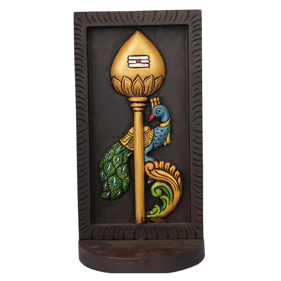 Wooden Vel Peacock Panel – 12" Height