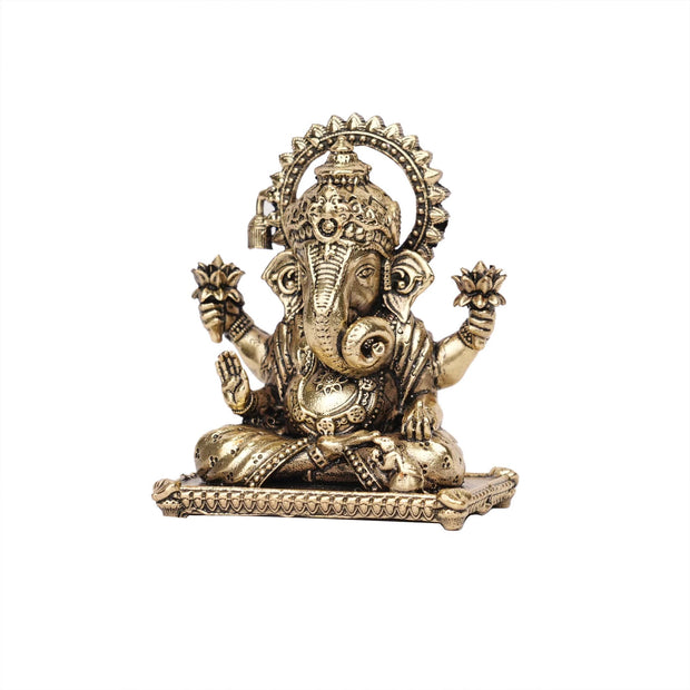 Handcrafted Brass Ganesha Idol | Lord Ganesha Statue – 3" Height