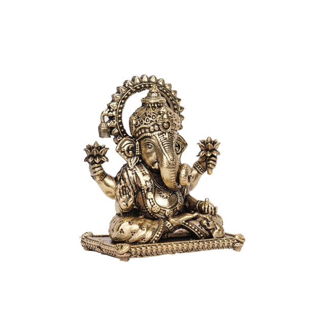 Handcrafted Brass Ganesha Idol | Lord Ganesha Statue – 3" Height