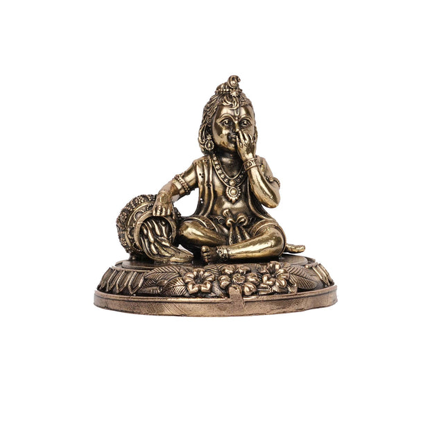 Handcrafted Brass Laddu Gopal Idol | Bal Gopal Krishna Statue – 3" Height