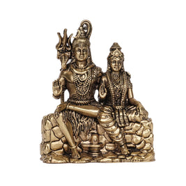 Brass Shiva Parvati Idol for Home Temple & Pooja