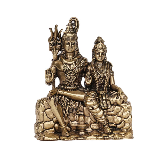 Brass Shiva Parvati Idol for Home Temple & Pooja