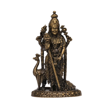 Handcrafted Brass Murugan Idol | Lord Murugan Statue – 3.25" Height