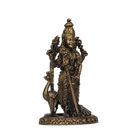 Handcrafted Brass Murugan Idol | Lord Murugan Statue – 3.25" Height