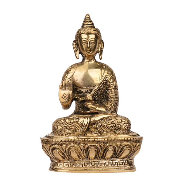 Handcrafted Brass Sitting Buddha Idol | Meditating Buddha Statue – 7" Height