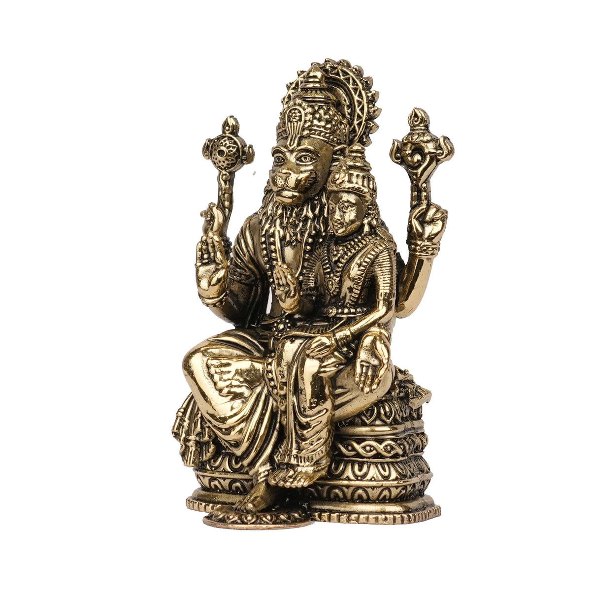 Handcrafted Brass Lakshmi Narasimha Idol | Lord Narasimha and  Goddess Lakshmi – 4