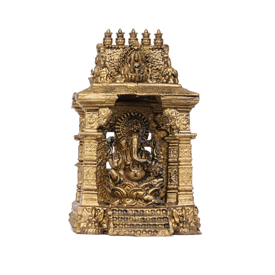 Handcrafted Brass Mantap Ganesha Idol | Lord Ganesha Statue for Pooja and  Decor – 3" Height