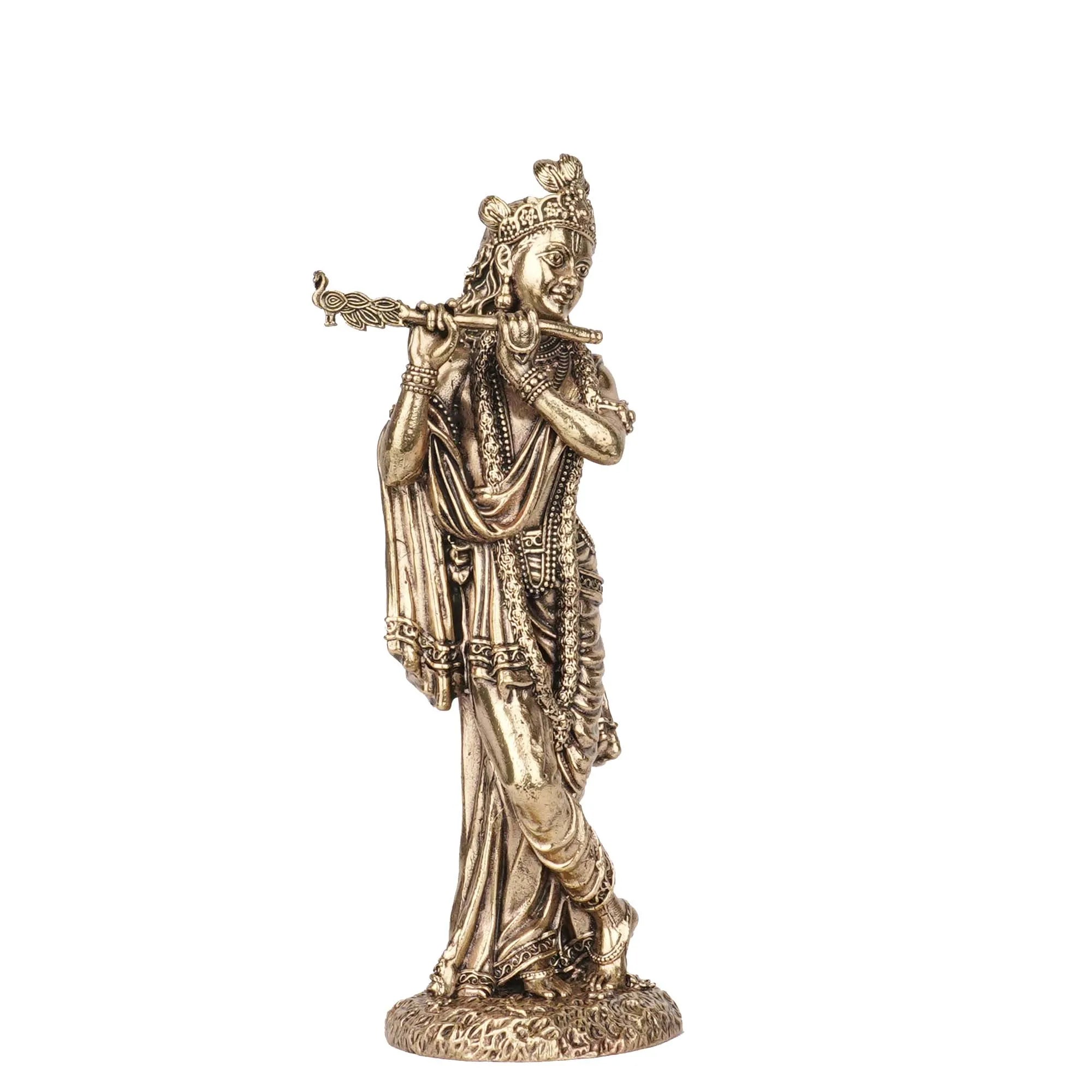 Handcrafted Brass Krishna Idol | Lord Krishna Statue for Pooja & Home Décor – 5