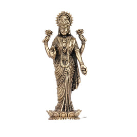Handcrafted Brass Standing Lakshmi Idol | Goddess Lakshmi Statue for Pooja and Home Decor – 4
