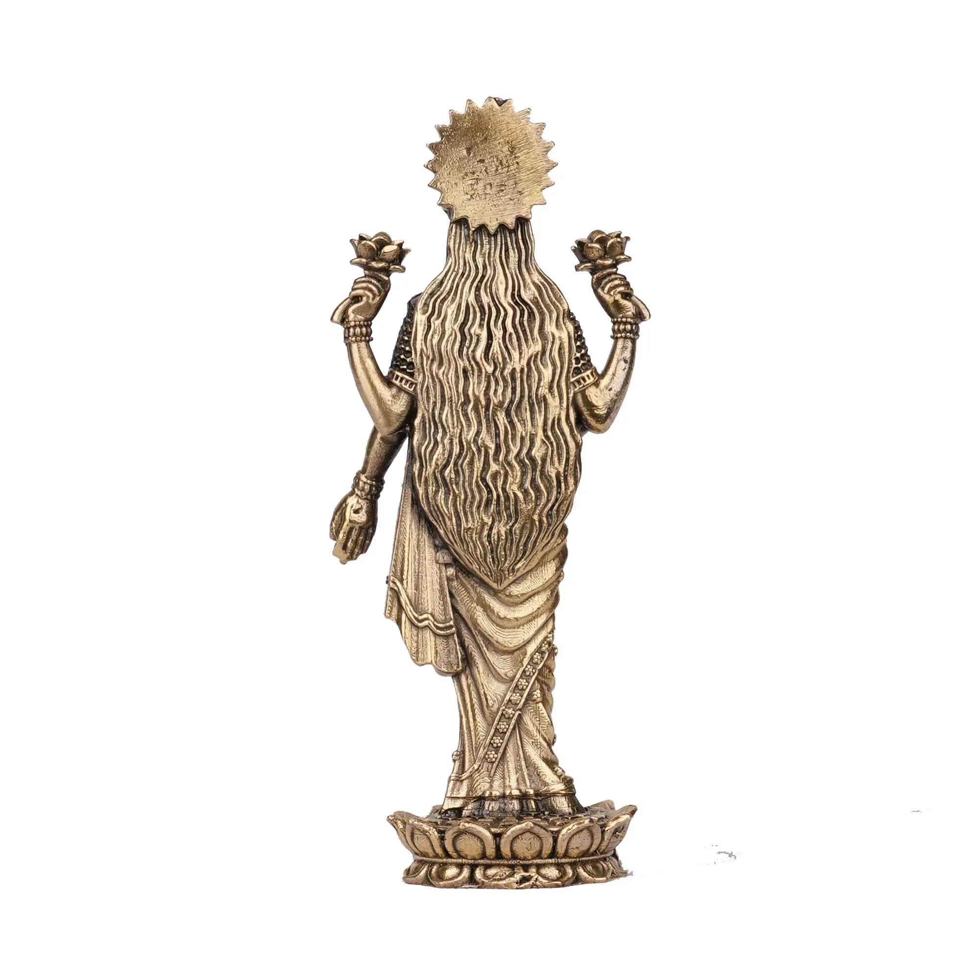 Handcrafted Brass Standing Lakshmi Idol | Goddess Lakshmi Statue for Pooja and Home Decor – 4