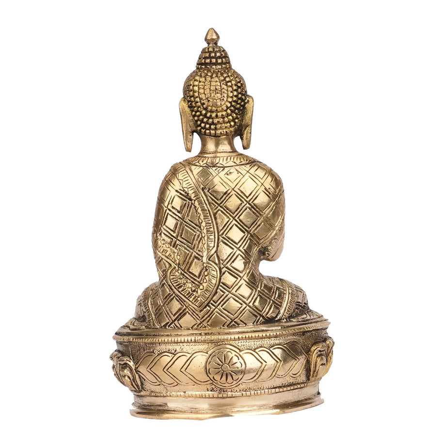 Handcrafted Brass Sitting Buddha Statue | Buddha Idol for Home Decor and Meditation – 8.5