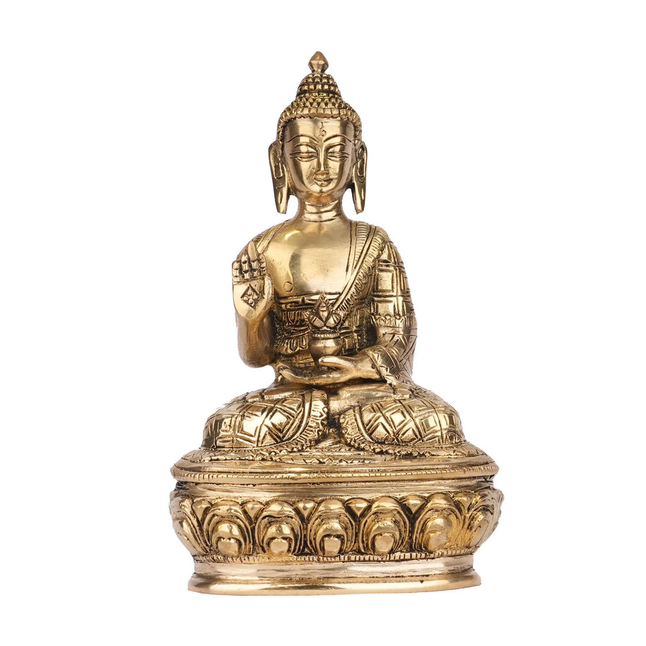 Handcrafted Brass Sitting Buddha Statue | Buddha Idol for Home Decor and Meditation – 8.5" Height