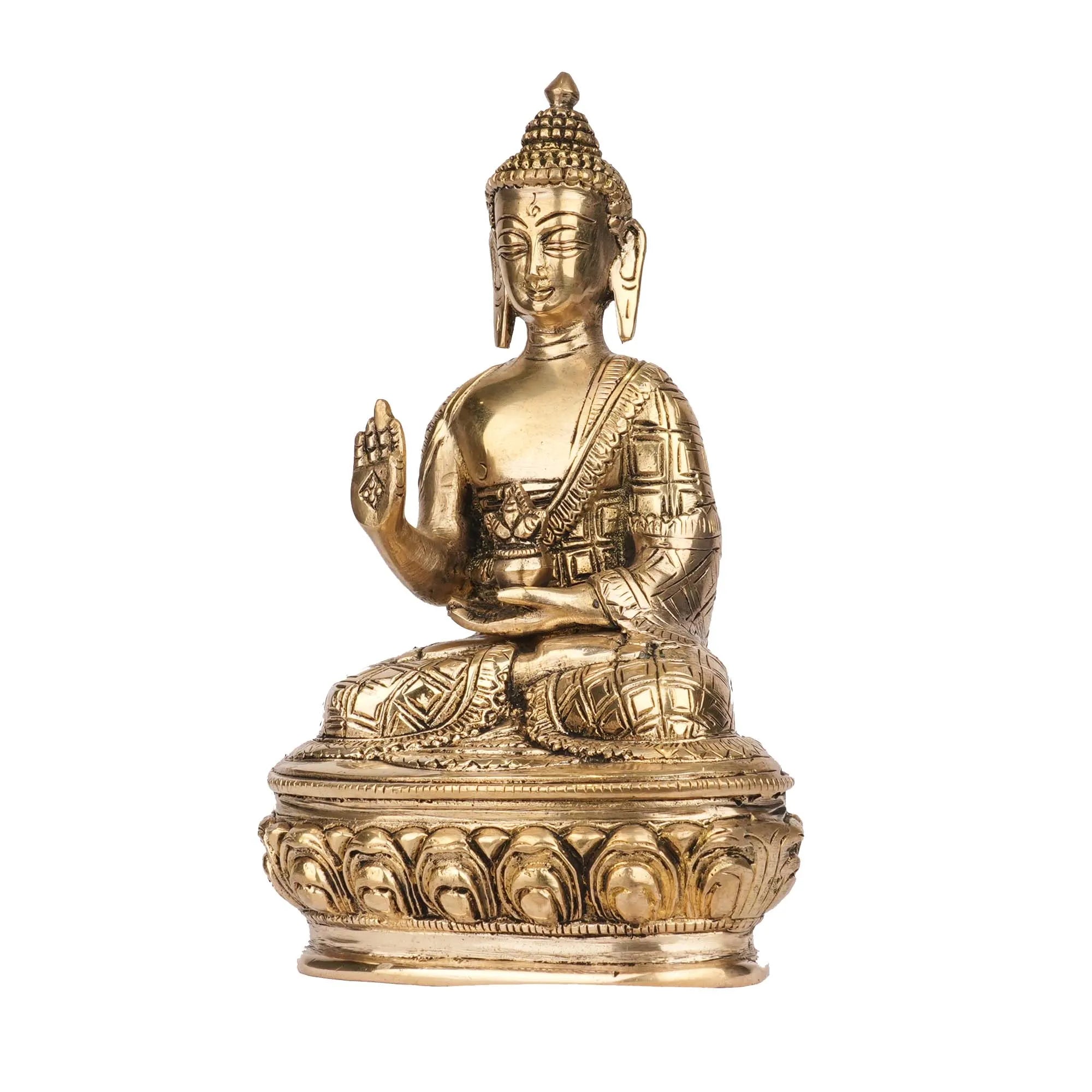 Handcrafted Brass Sitting Buddha Statue | Buddha Idol for Home Decor and Meditation – 8.5