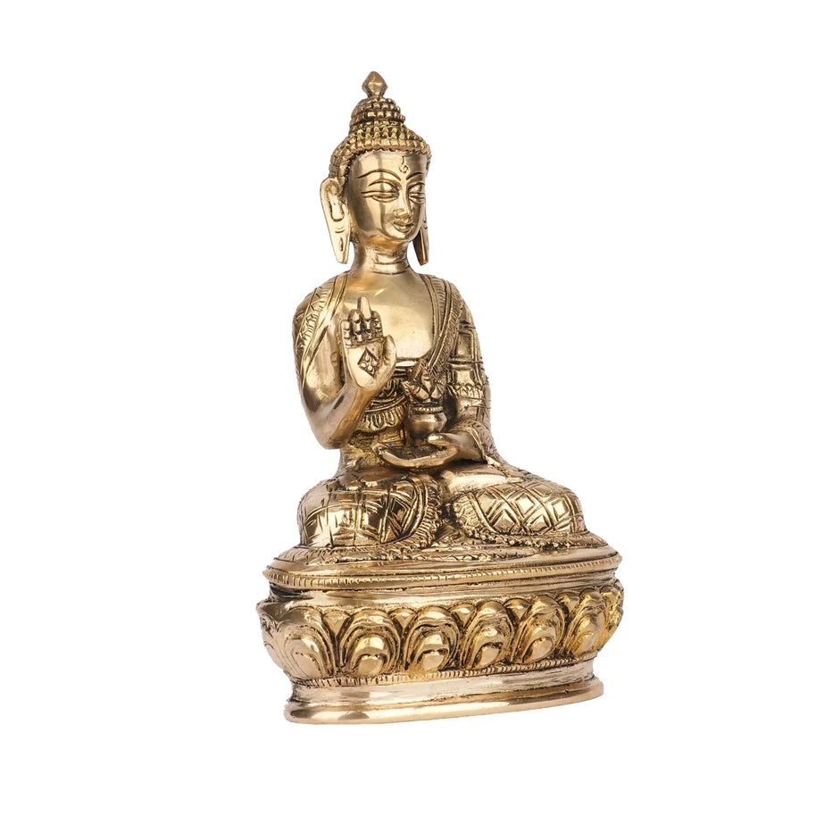 Handcrafted Brass Sitting Buddha Statue | Buddha Idol for Home Decor and Meditation – 8.5