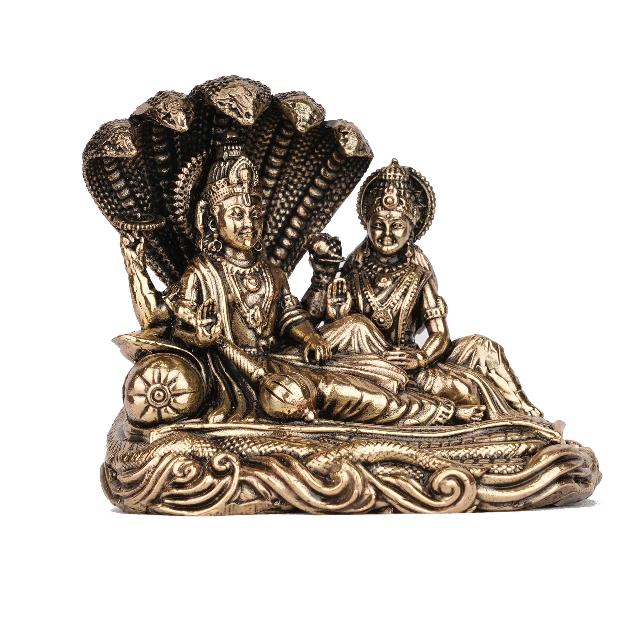 Handcrafted Brass Vishnu Lakshmi Idol | Lord Vishnu and  Goddess Lakshmi Statue for Pooja – 3