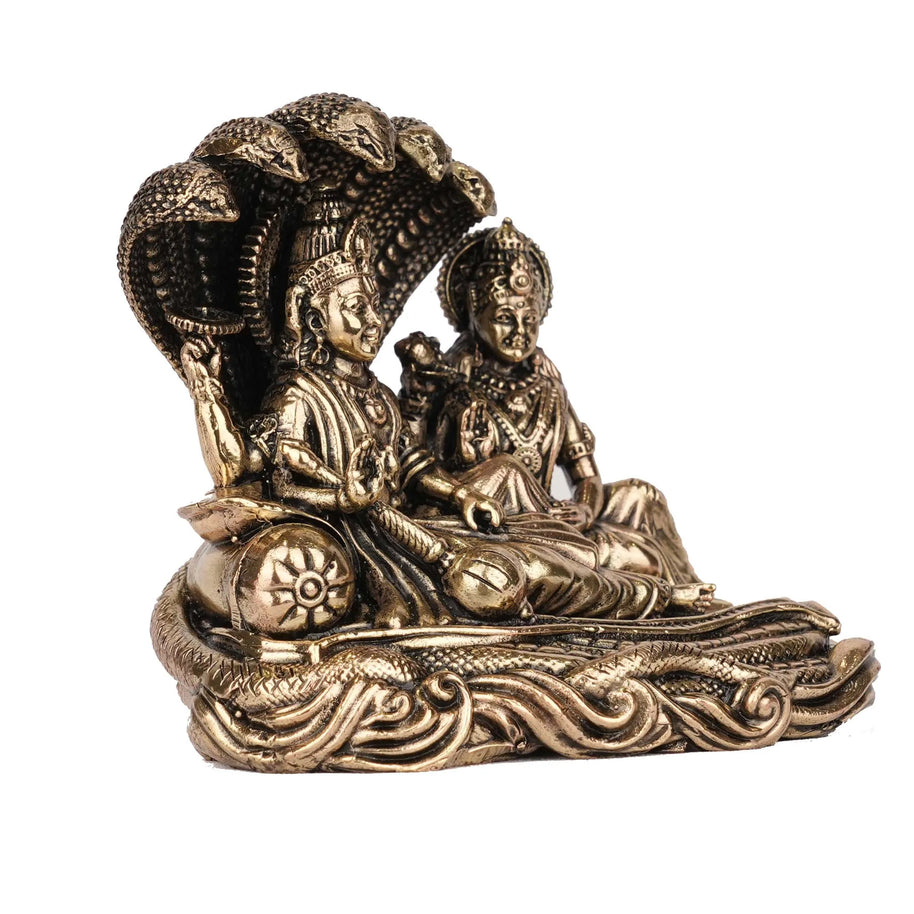Handcrafted Brass Vishnu Lakshmi Idol | Lord Vishnu and  Goddess Lakshmi Statue for Pooja – 3