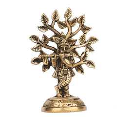 Brass Tree Krishna Idol | Lord Krishna Statue for Pooja and  Decor – 4
