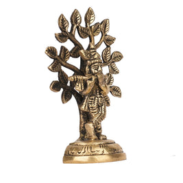Brass Tree Krishna Idol | Lord Krishna Statue for Pooja and  Decor – 4