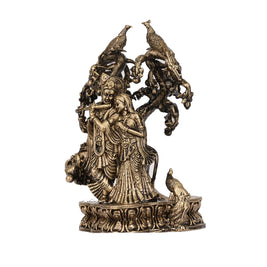 Brass Tree Cow Radha Krishna Idol | Krishna Statue for Pooja and Decor – 4.5