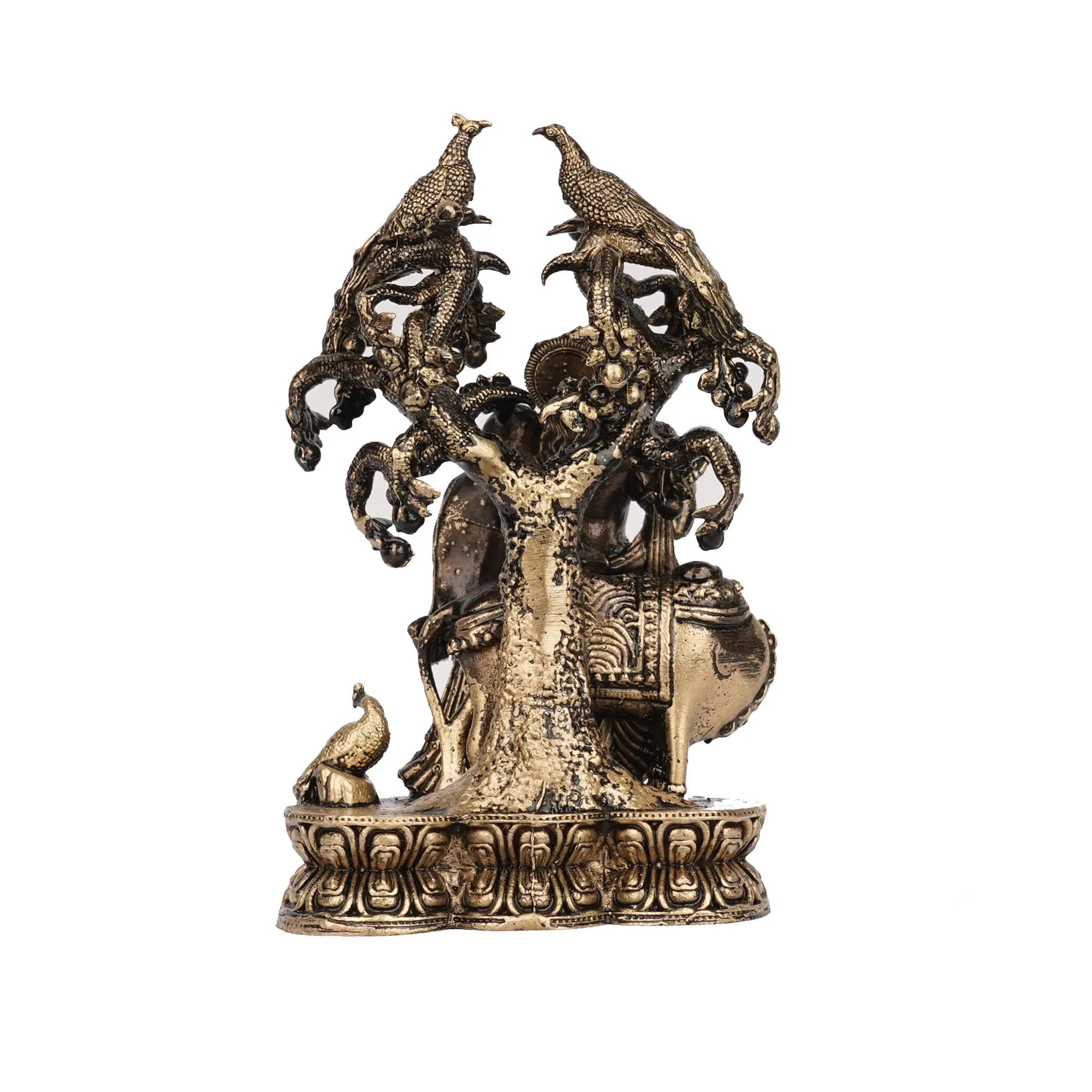 Brass Tree Cow Radha Krishna Idol | Krishna Statue for Pooja and Decor – 4.5