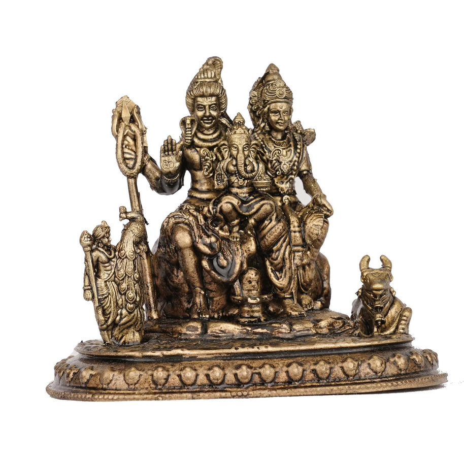 Brass Shiva Family Idol | Lord Shiva Family Statue – 2.5" Height