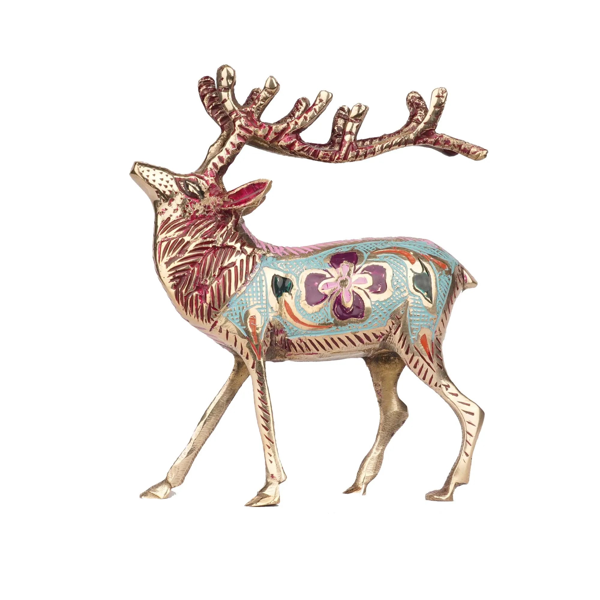 Brass Barasingha Decorative Figurine – 6.5