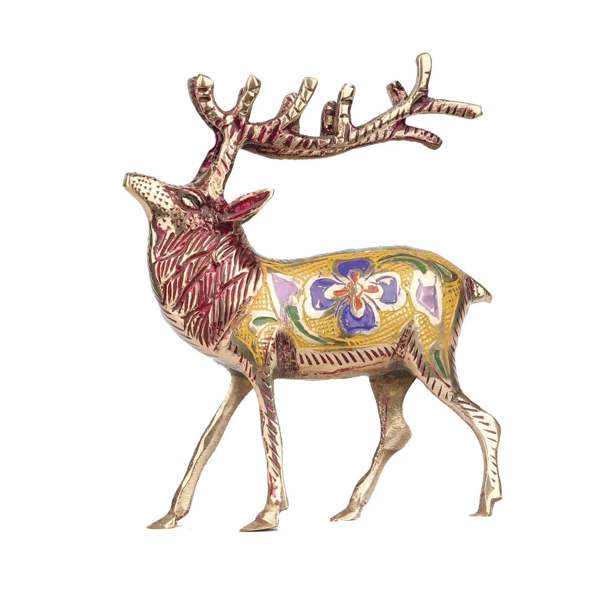 Brass Barasingha Decorative Figurine – 6.5